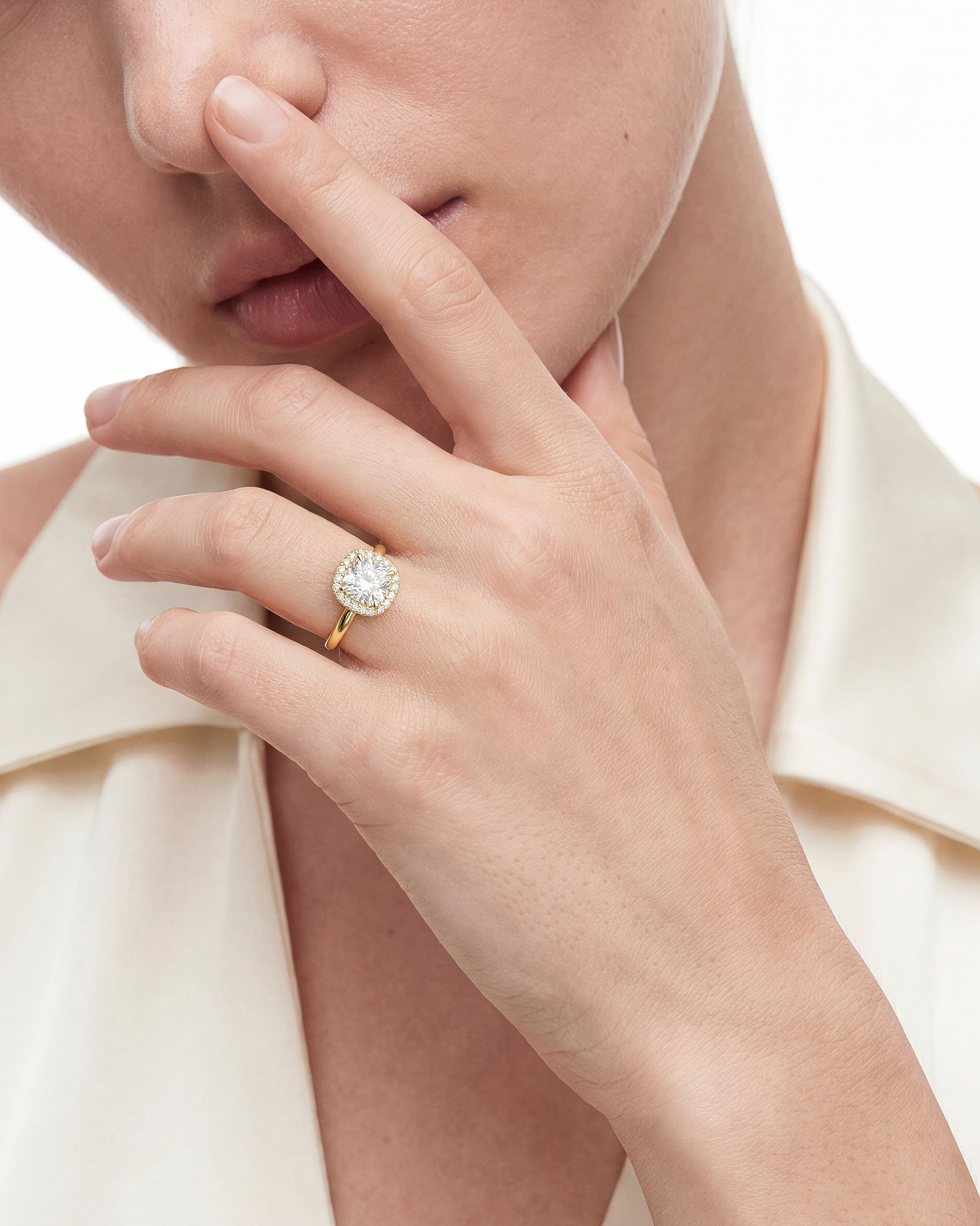 Cushion Halo Moissanite Engagement Ring (2.00 CT)