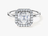 Asscher Halo Moissanite Engagement Ring (2.00 CT)