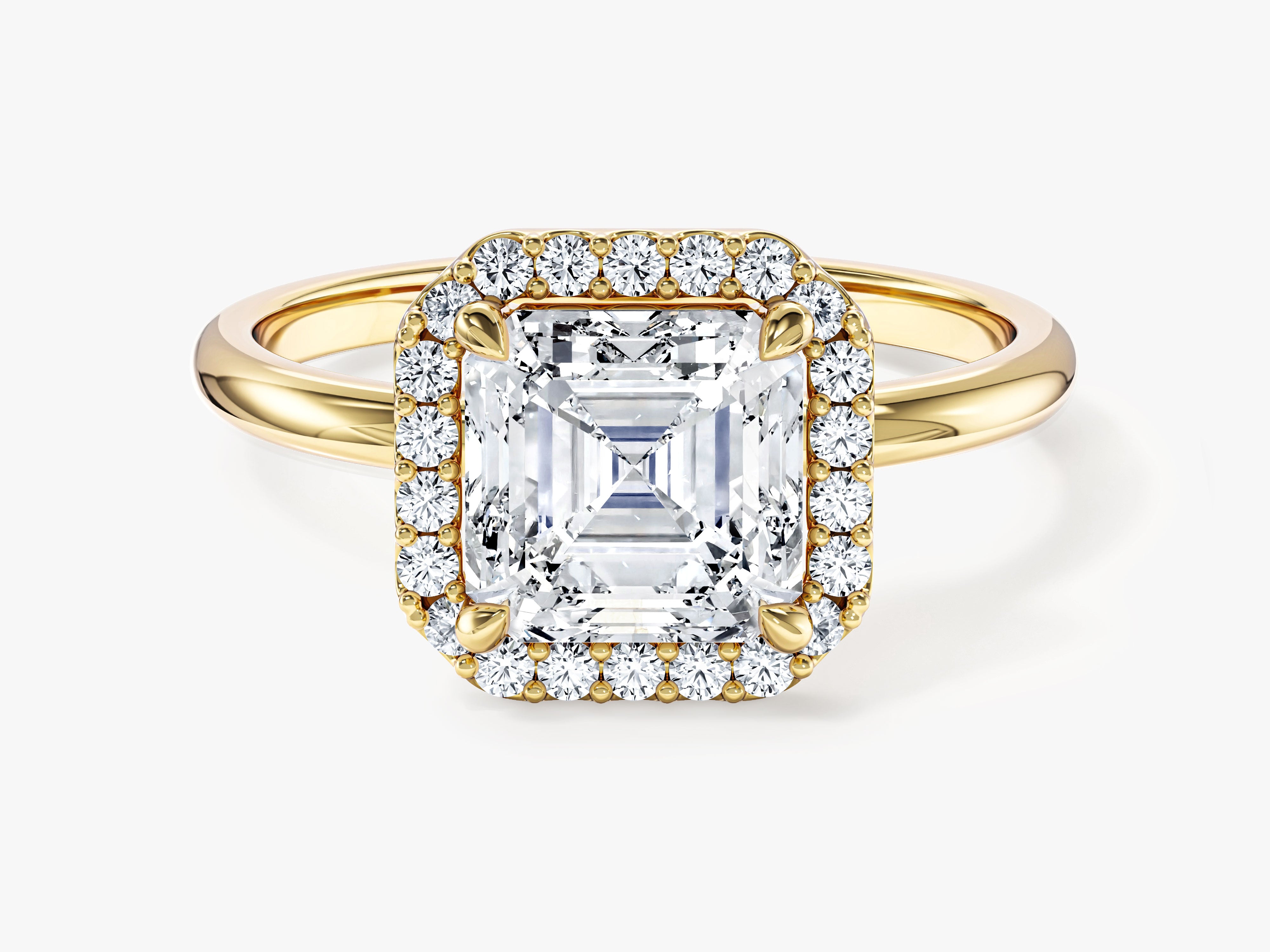Asscher Halo Moissanite Engagement Ring (2.00 CT)