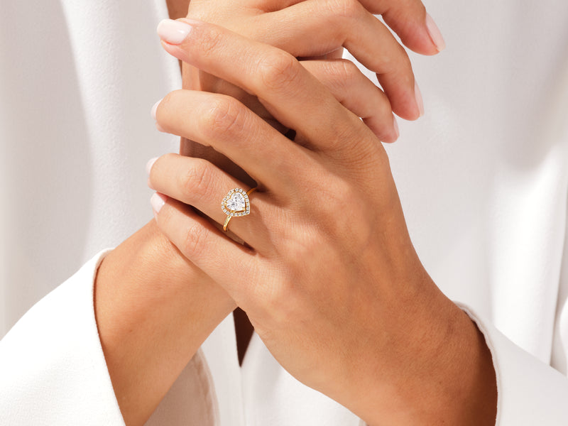 Heart Halo Moissanite Engagement Ring (1.50 CT)