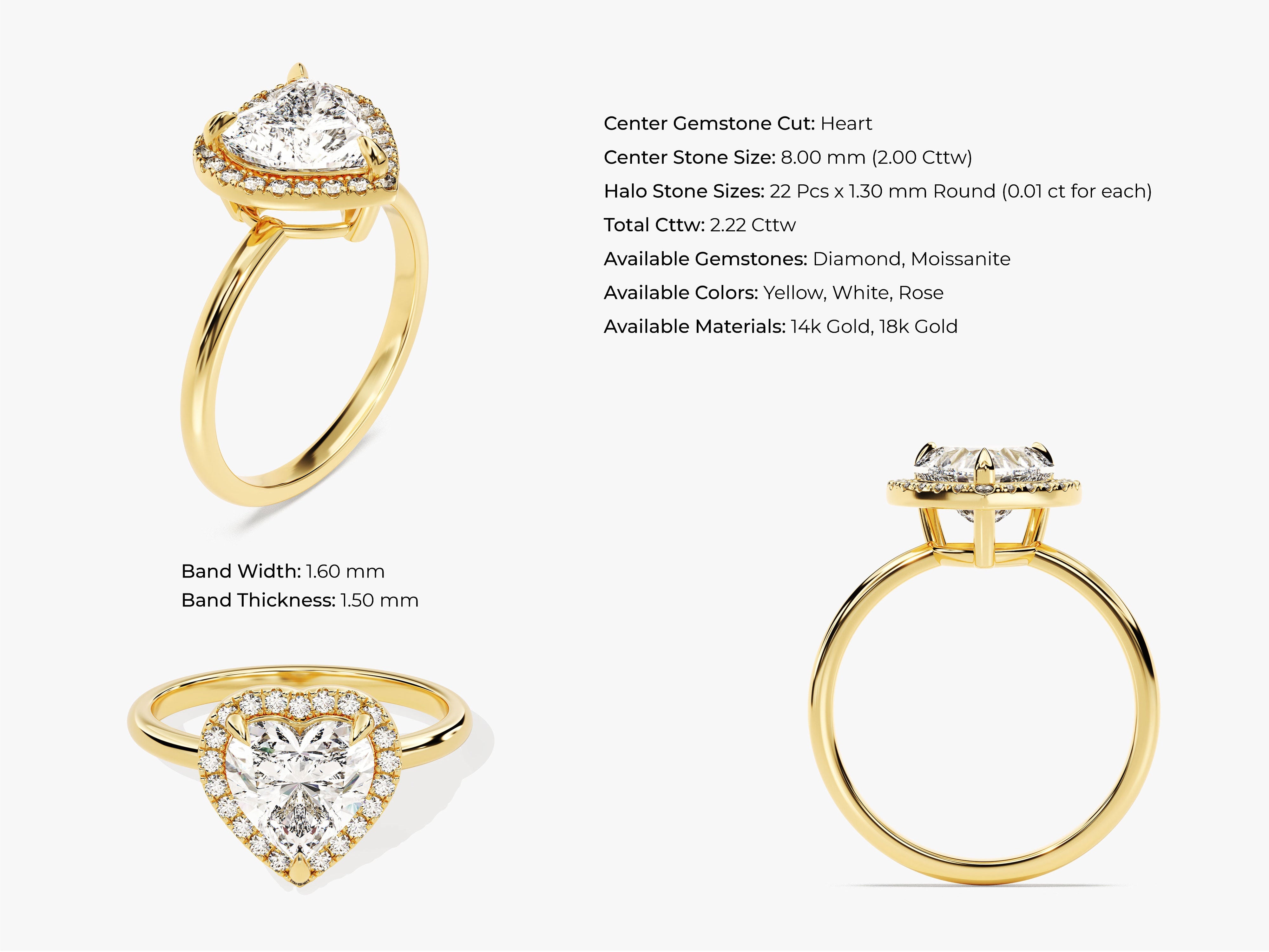 Heart Halo Diamond Engagement Ring (2.00 CT)