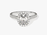 Double Shank Oval Halo Moissanite Engagement Ring (1.00 CT)