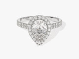 Double Shank Pear Halo Diamond Engagement Ring (1.50 CT)