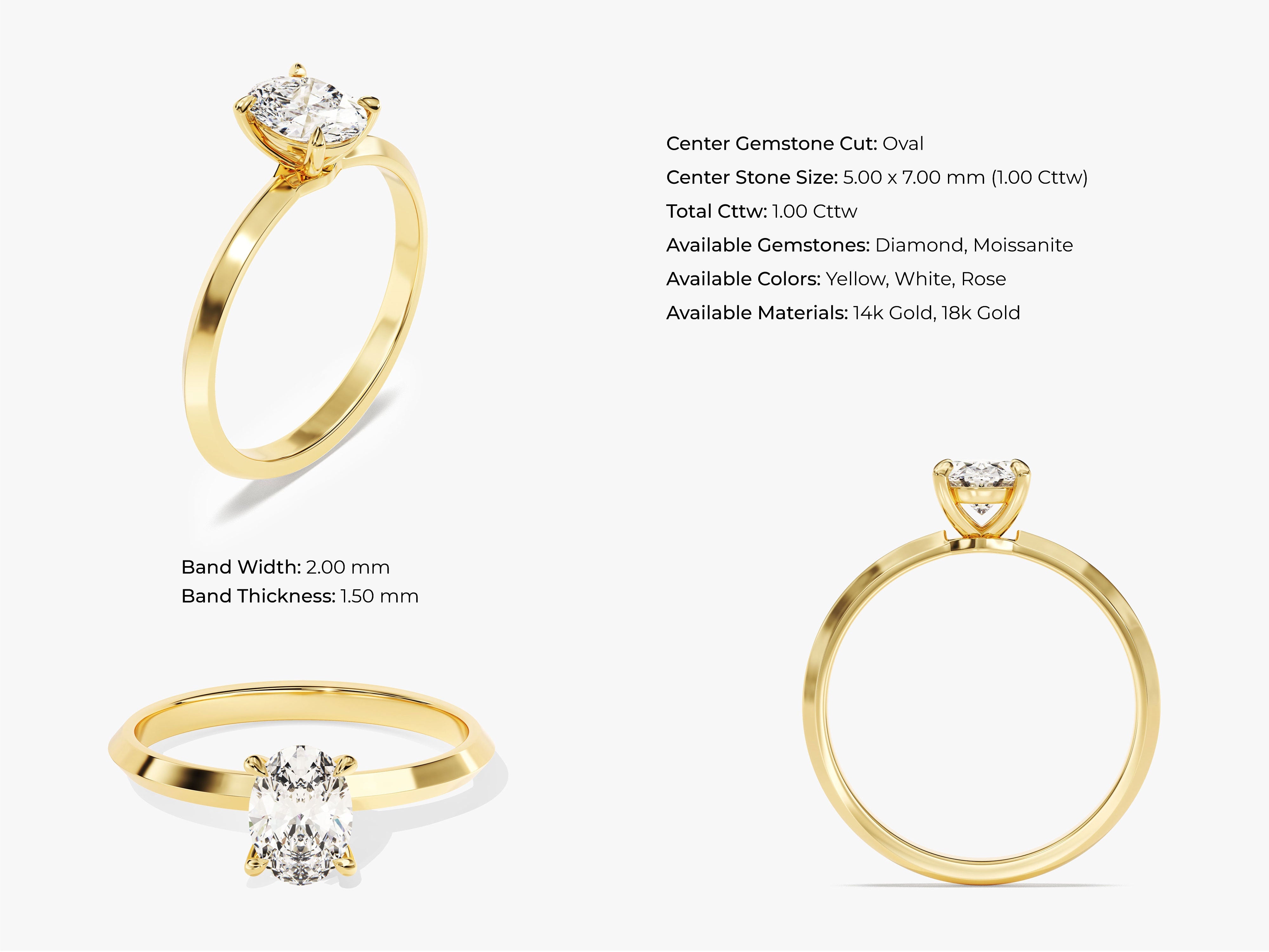 Oval diamond engagement ring in 14k gold