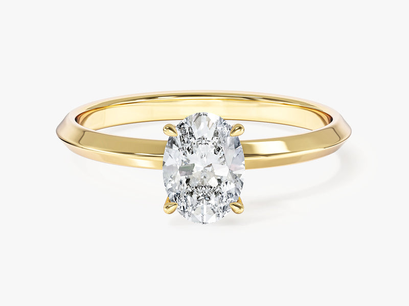 Knife Edge Oval Lab Grown Diamond Engagement Ring (1.00 CT)