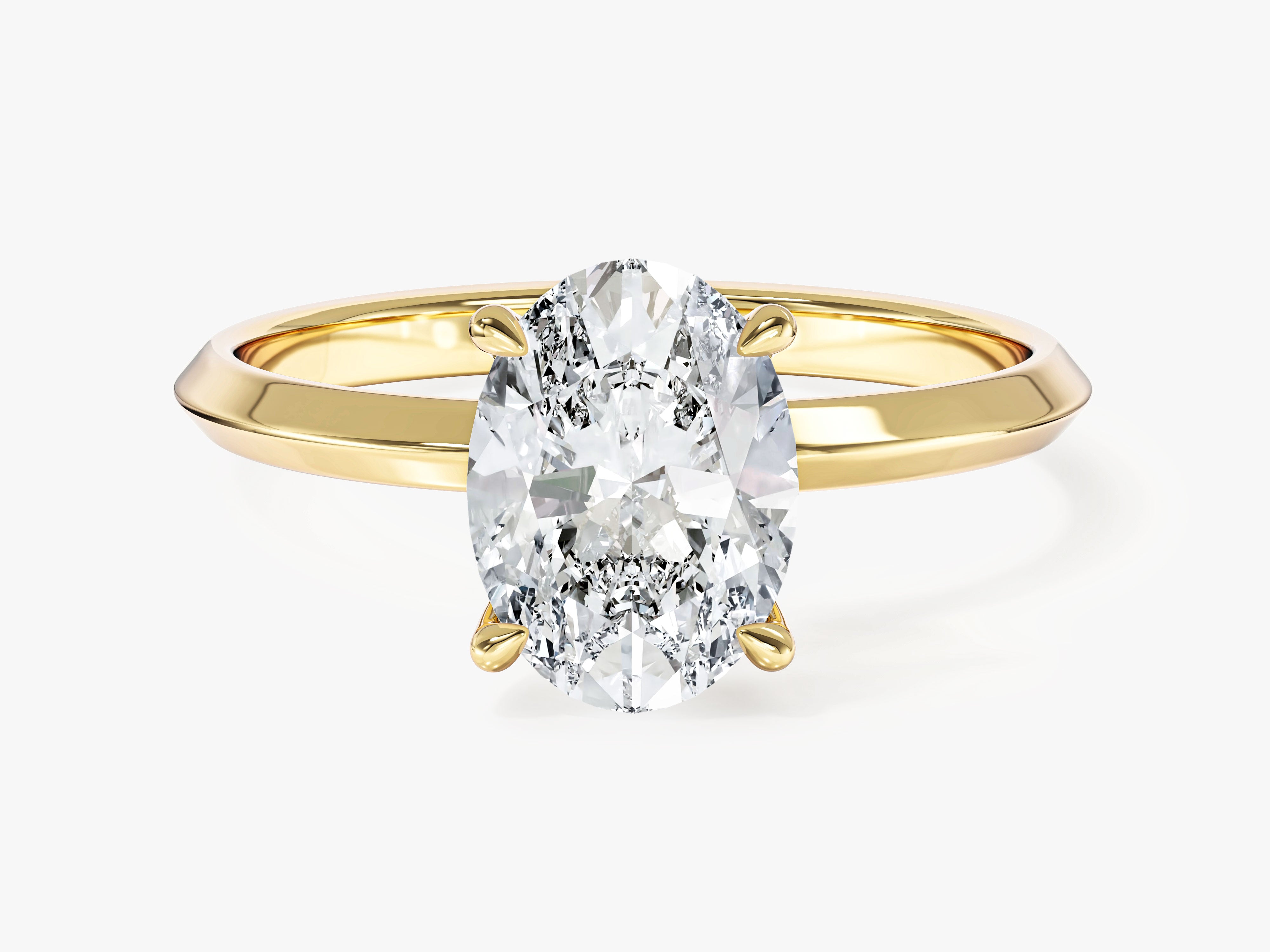 Knife Edge Oval Lab Grown Diamond Engagement Ring (2.00 CT)