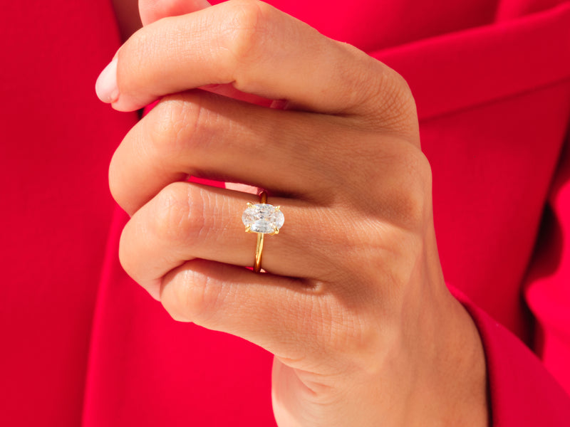 Knife Edge Oval Moissanite Engagement Ring (3.00 CT)