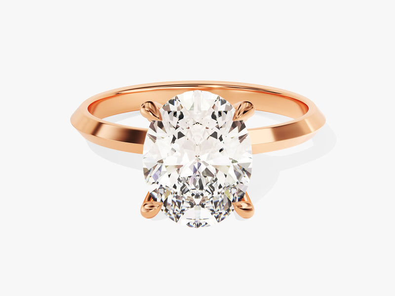 Knife Edge Oval Moissanite Engagement Ring (3.00 CT)