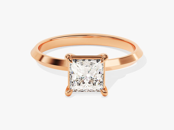 Rose gold ring with princess cut diamond engagement ring