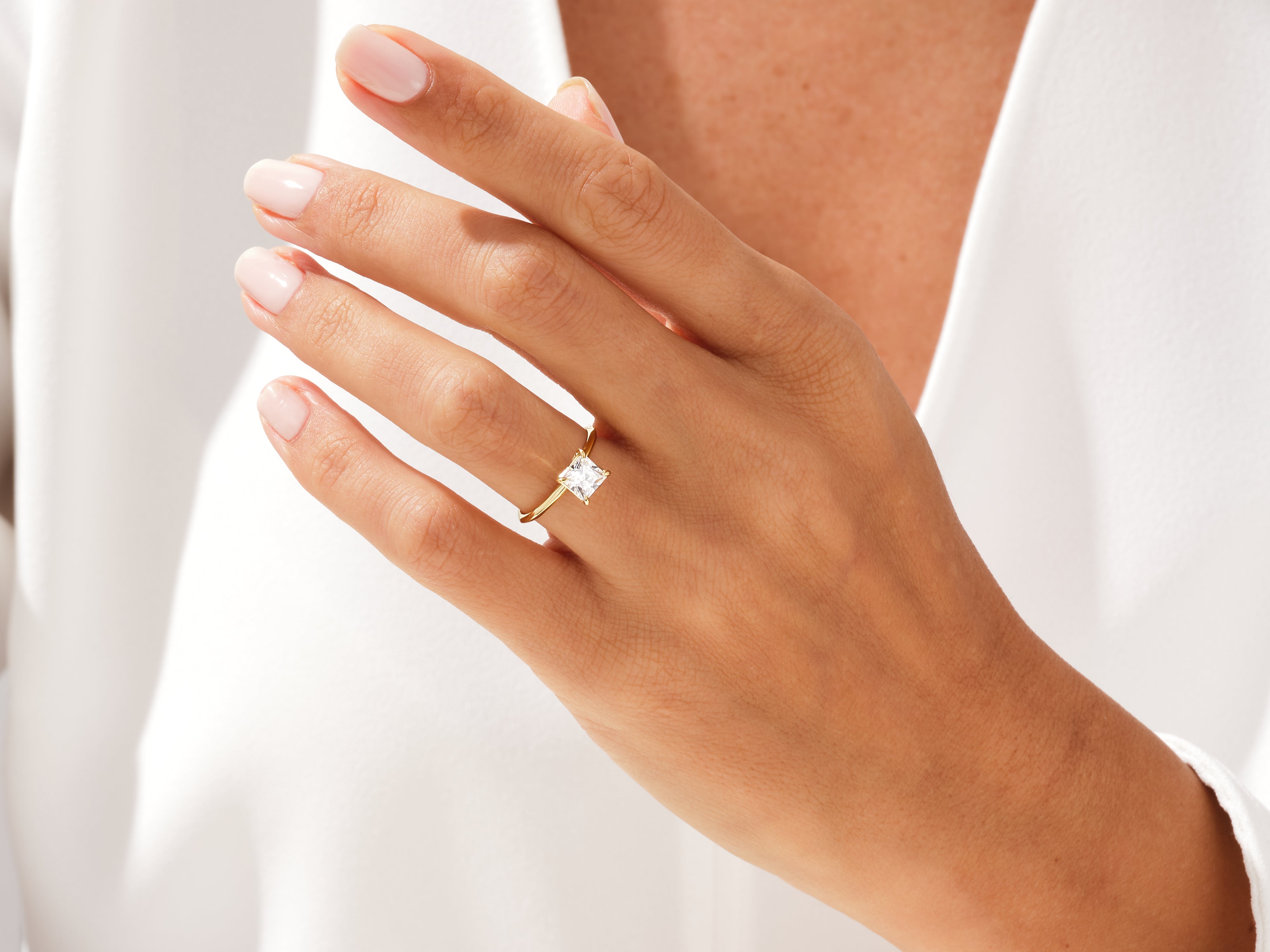 Knife Edge Princess Moissanite Engagement Ring (1.00 CT)