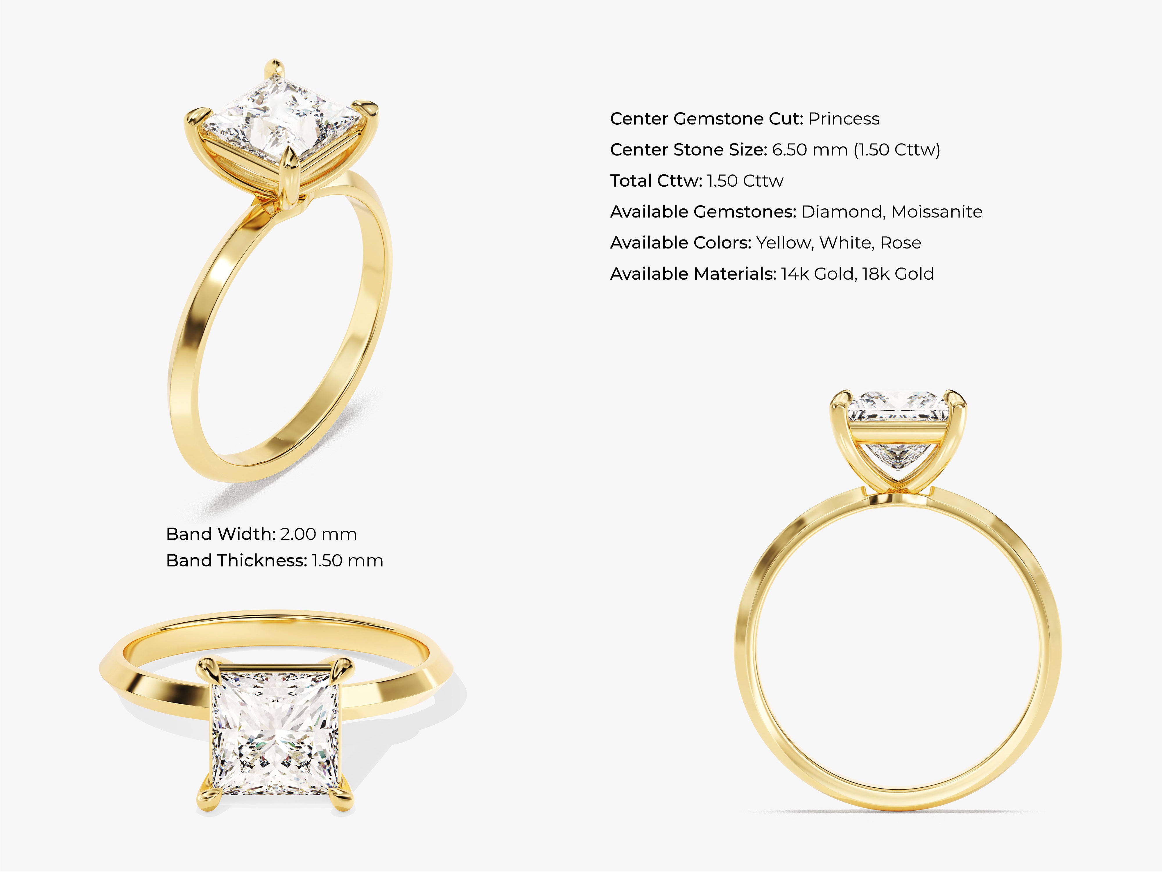 Knife Edge Princess Moissanite Engagement Ring (1.50 CT)