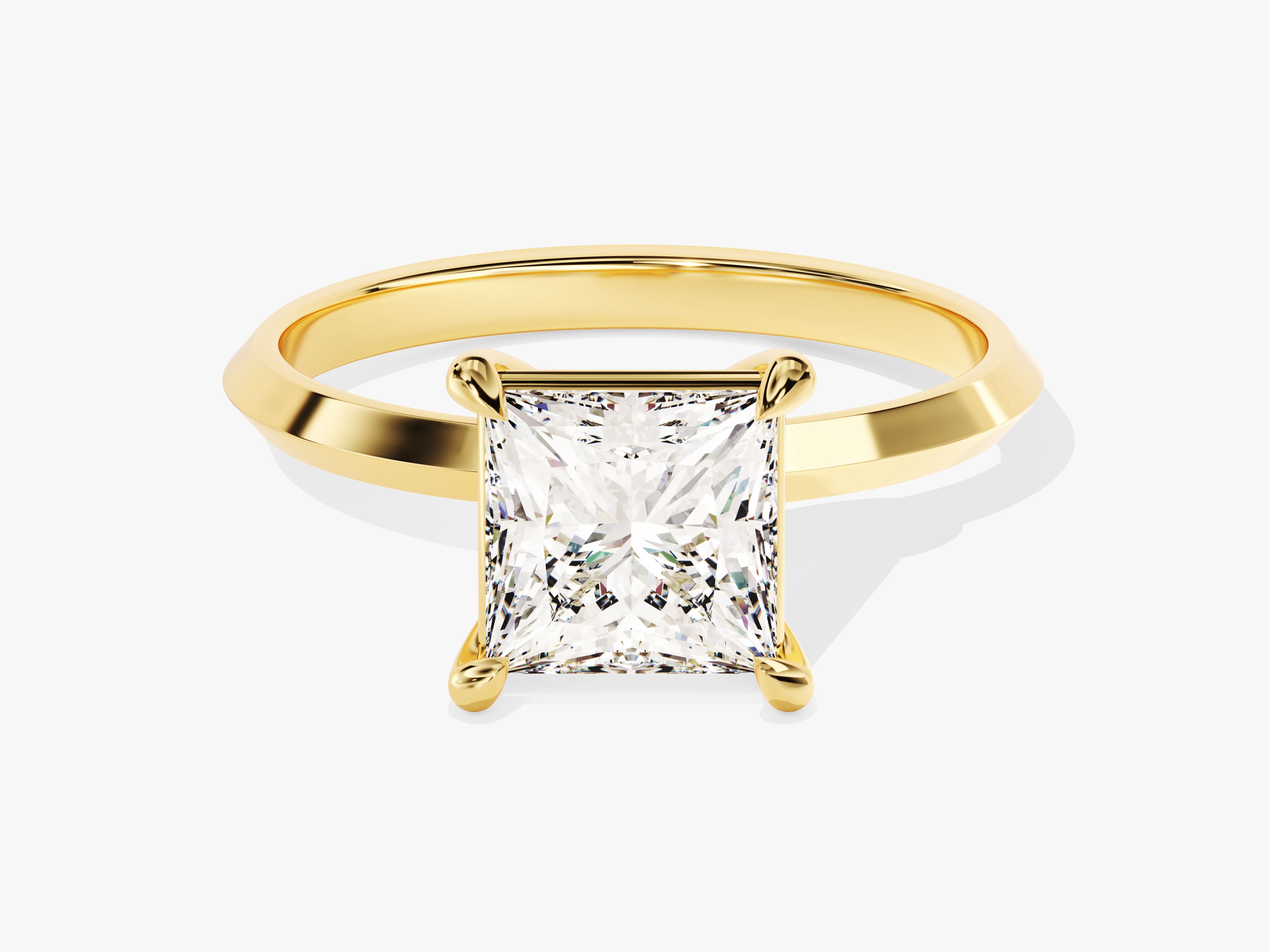 Gold ring with princess cut diamond engagement ring