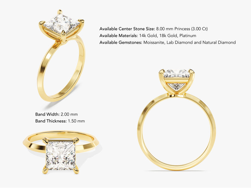 Knife Edge Princess Moissanite Engagement Ring (3.00 CT)