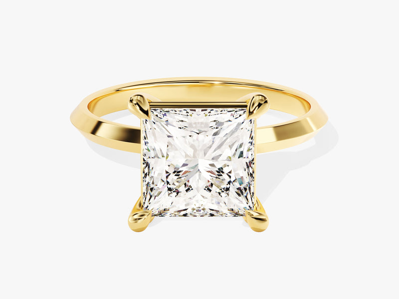 Gold ring with radiant cut diamond engagement jewelry