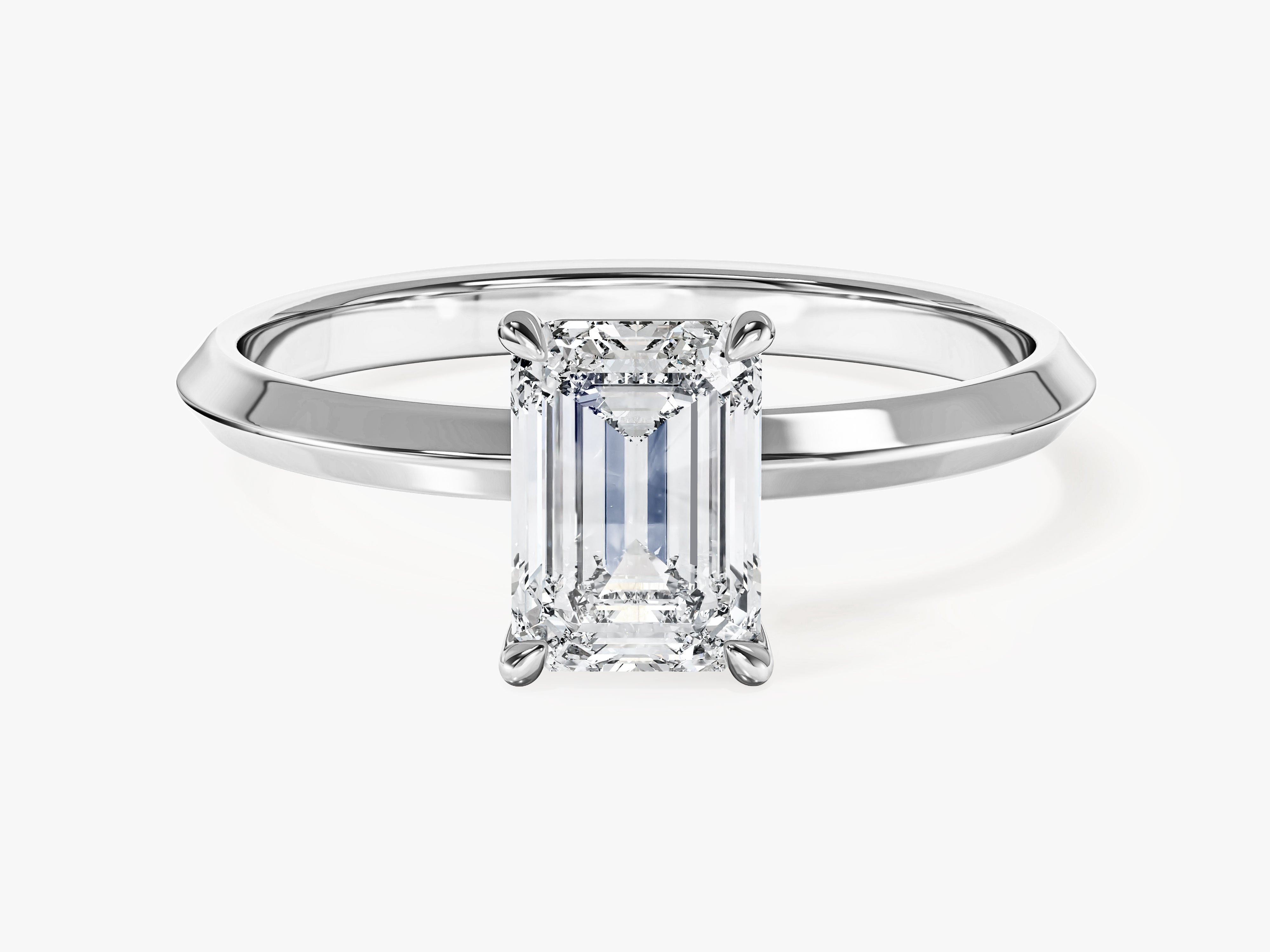 Knife Edge Emerald Moissanite Engagement Ring (1.00 CT)