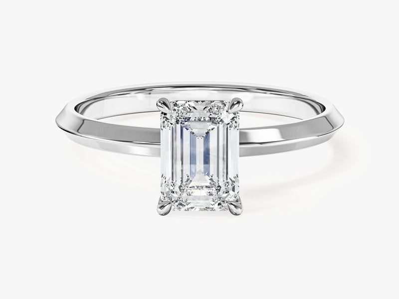 Knife Edge Emerald Moissanite Engagement Ring (1.00 CT)