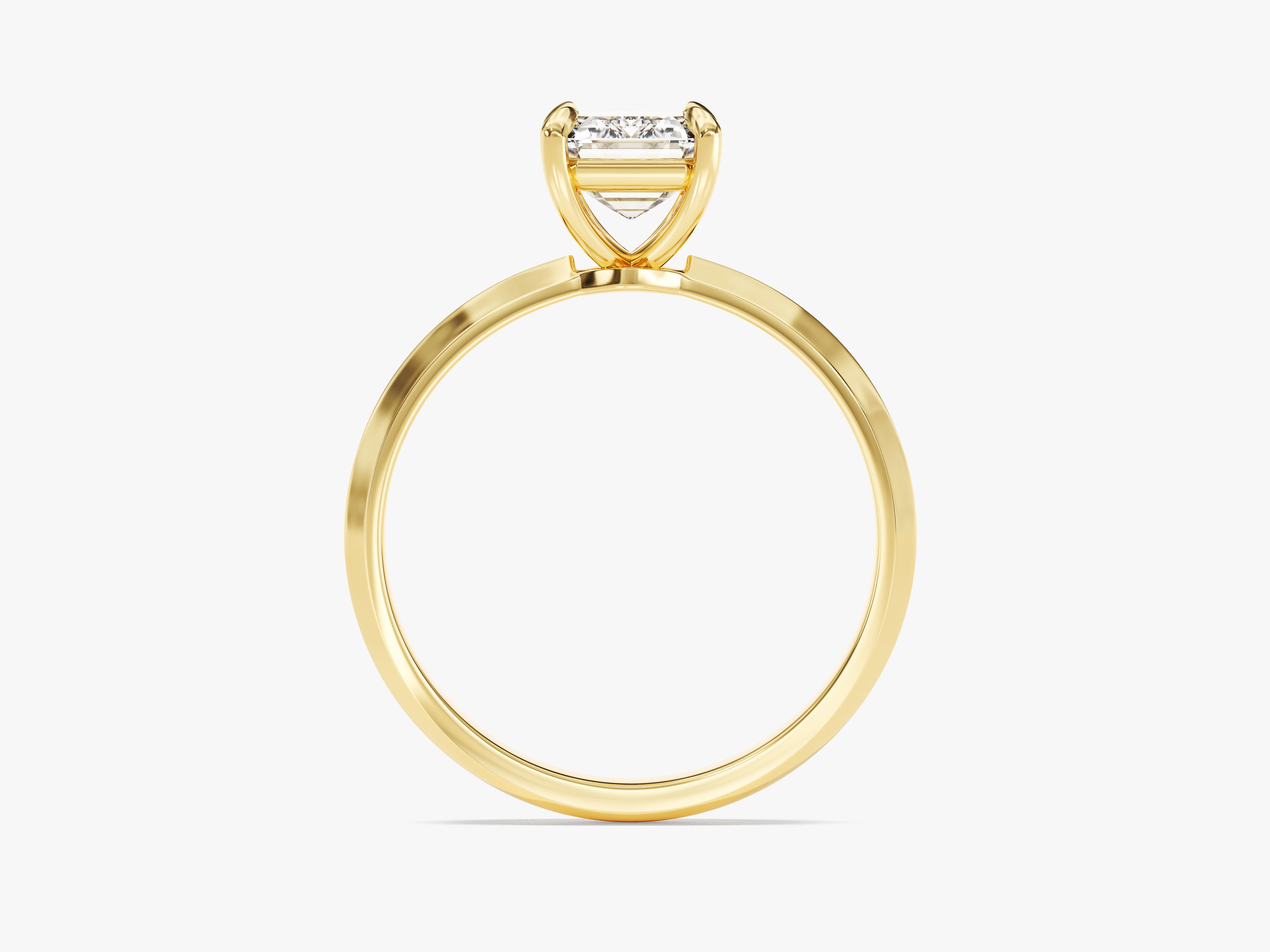 Gold ring with emerald cut diamond engagement jewelry