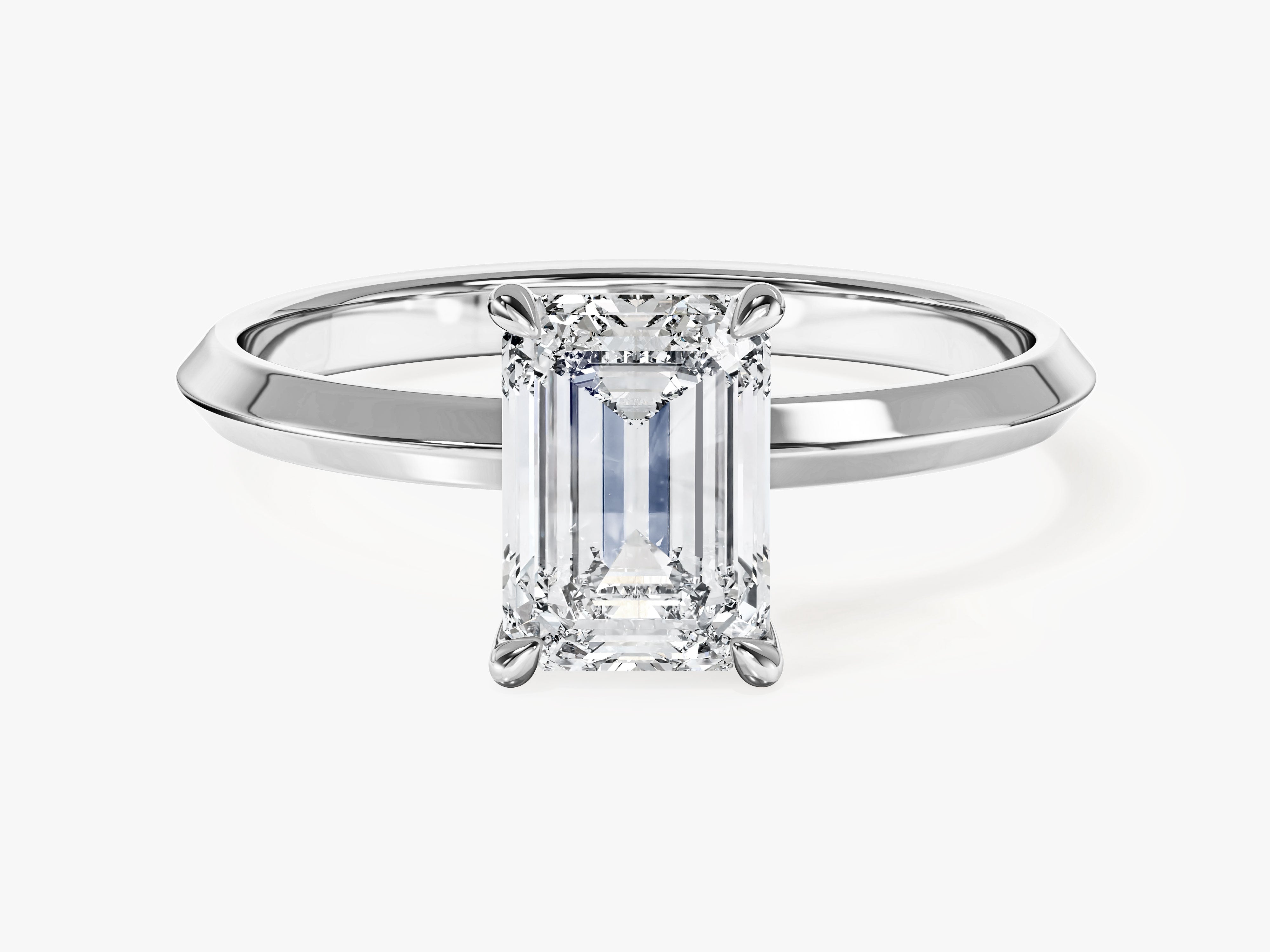 Knife Edge Emerald Moissanite Engagement Ring (1.50 CT)