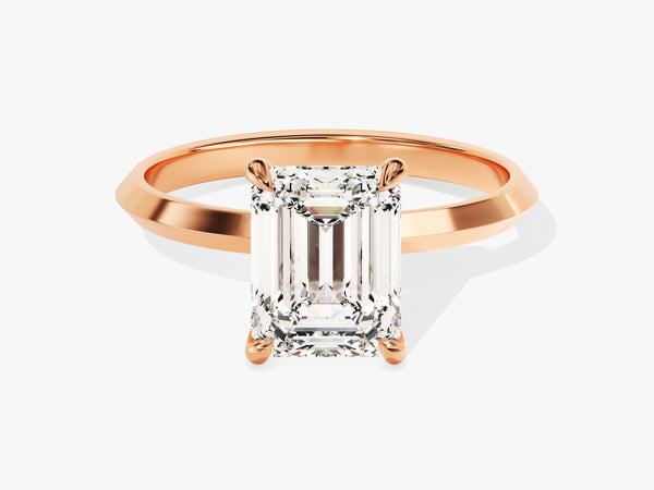 Emerald cut diamond ring in rose gold setting