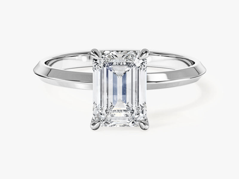 Knife Edge Emerald Moissanite Engagement Ring (2.00 CT)