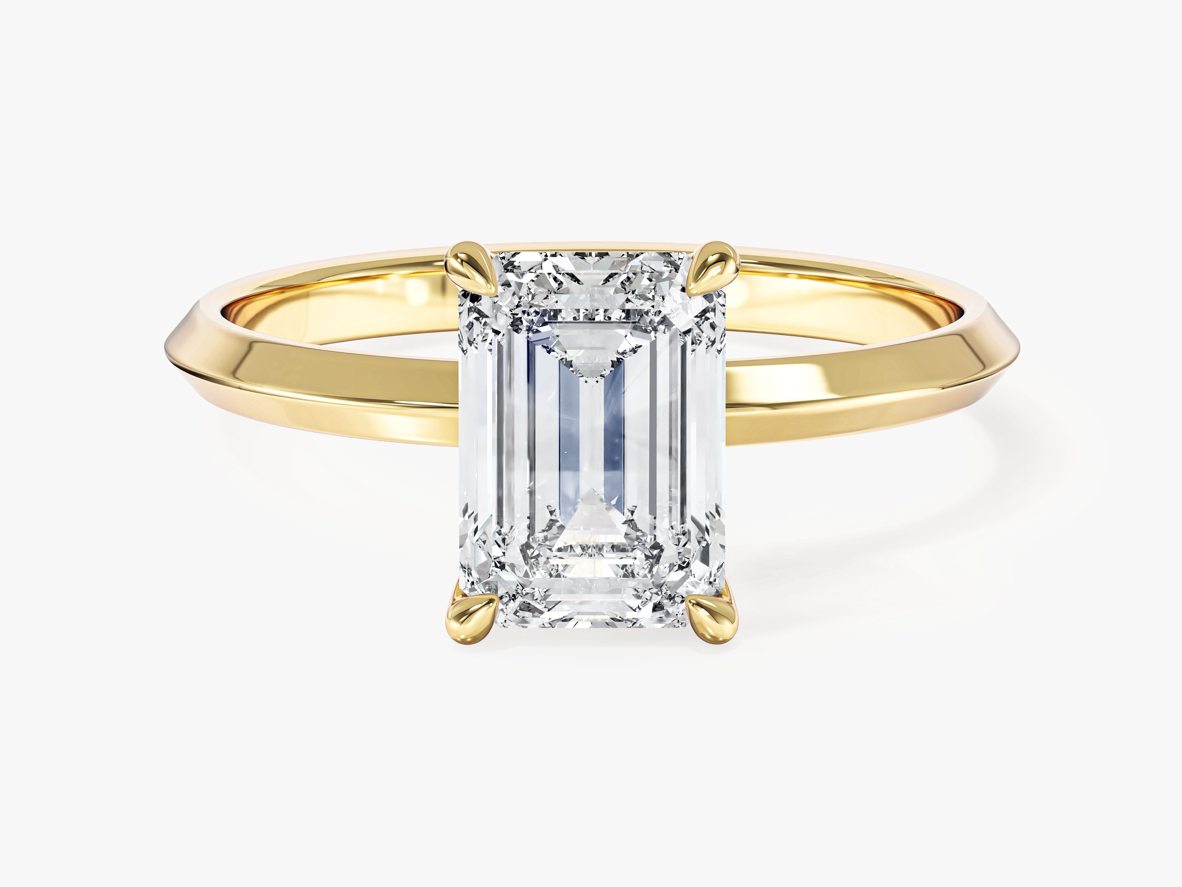 Knife Edge Emerald Lab Grown Diamond Engagement Ring (2.00 CT)