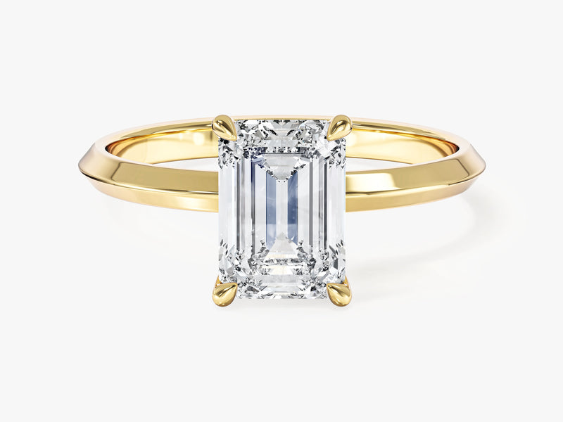 Knife Edge Emerald Lab Grown Diamond Engagement Ring (2.00 CT)
