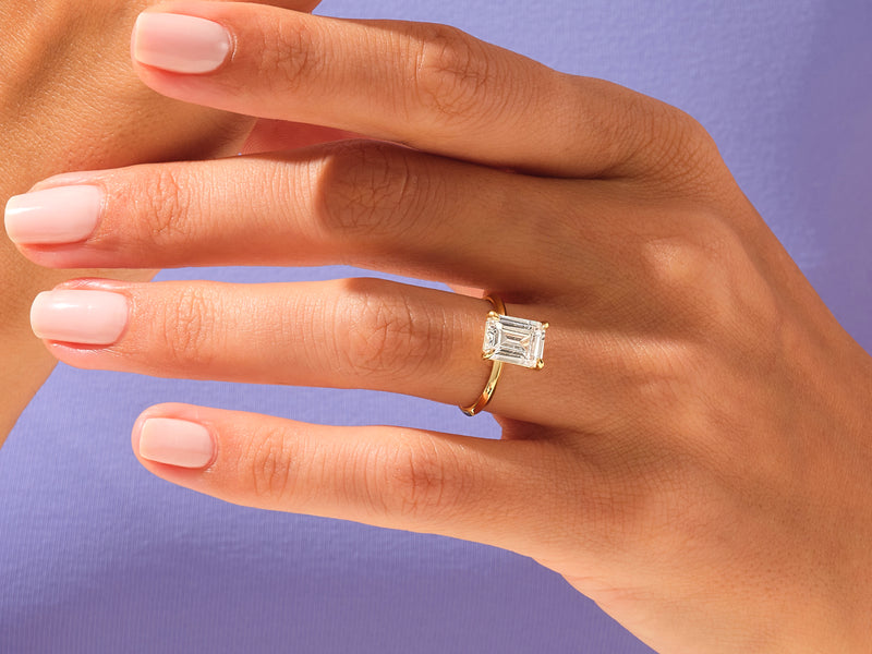 Knife Edge Emerald Moissanite Engagement Ring (3.00 CT)