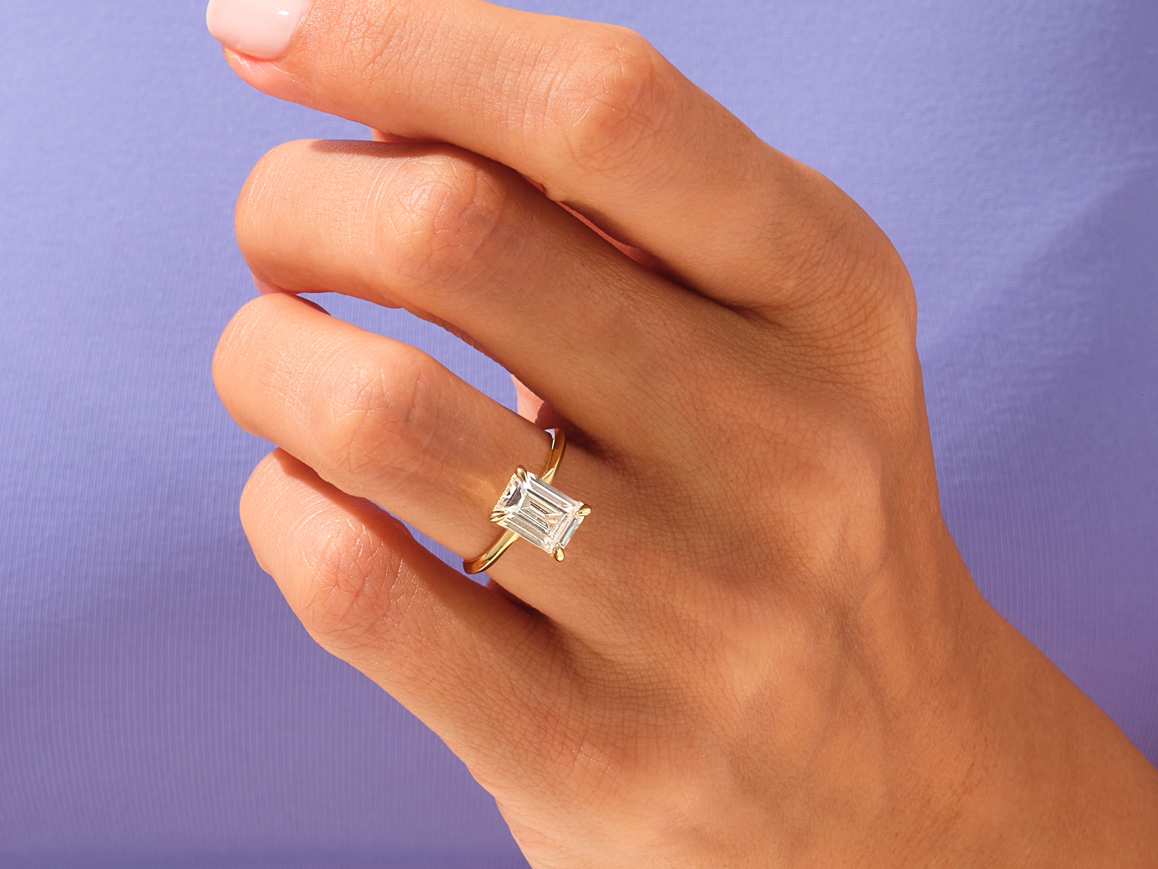 Knife Edge Emerald Lab Grown Diamond Engagement Ring (3.00 CT)