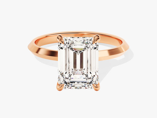 Emerald cut diamond ring in rose gold setting