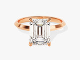 Emerald cut diamond ring in rose gold setting