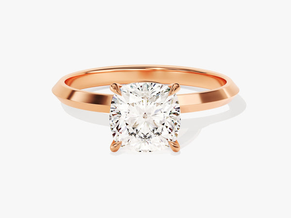 Rose gold ring with cushion cut diamond engagement ring