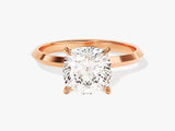 Rose gold ring with cushion-cut diamond engagement ring