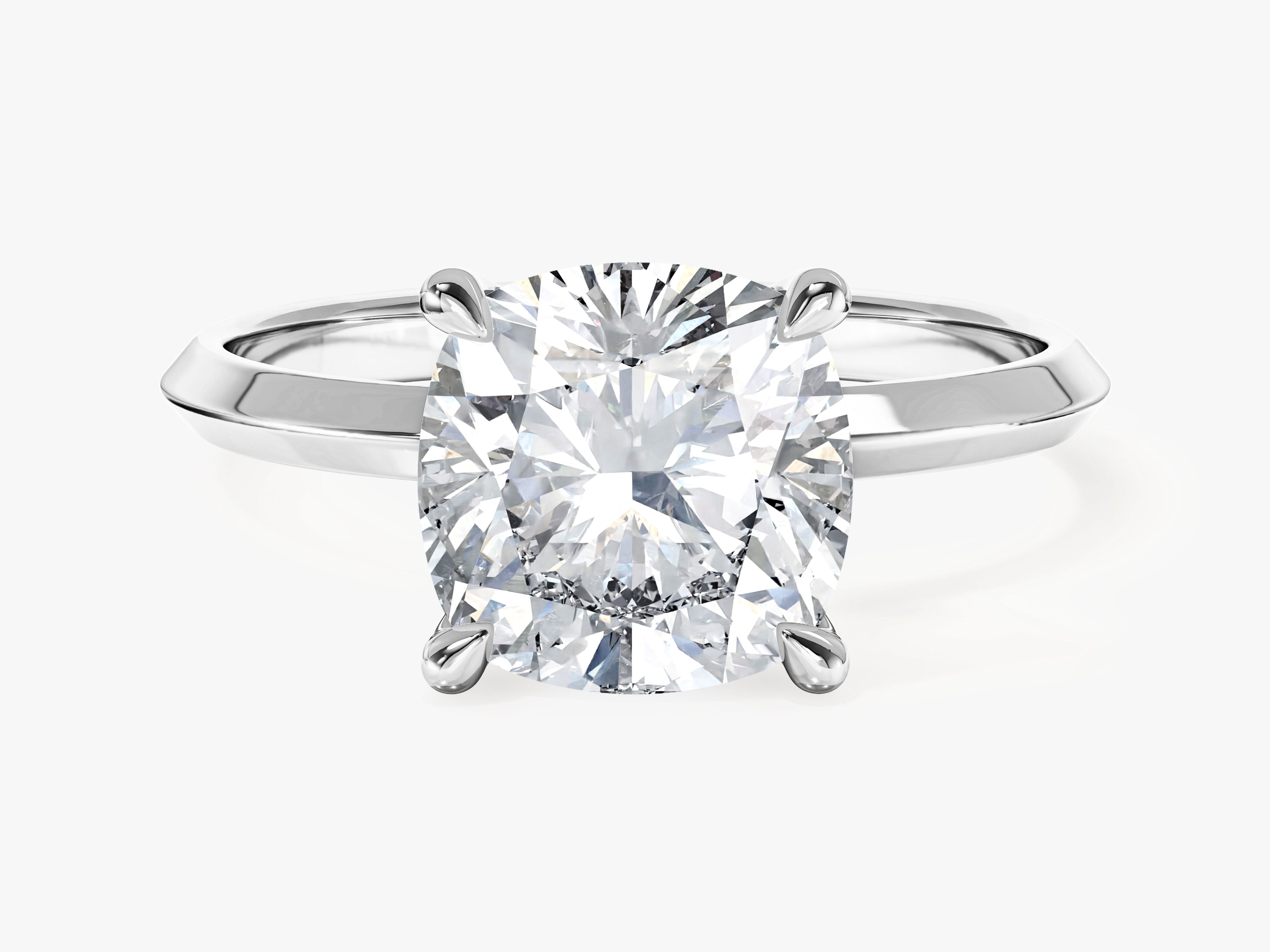 Knife Edge Cushion Moissanite Engagement Ring (3.00 CT)