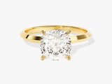 Gold ring with cushion cut diamond engagement ring