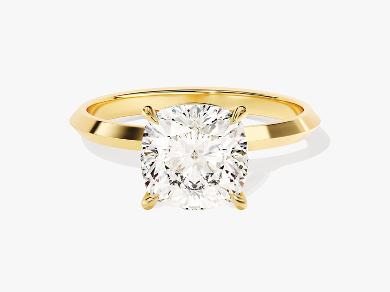 Gold ring with cushion cut diamond engagement ring