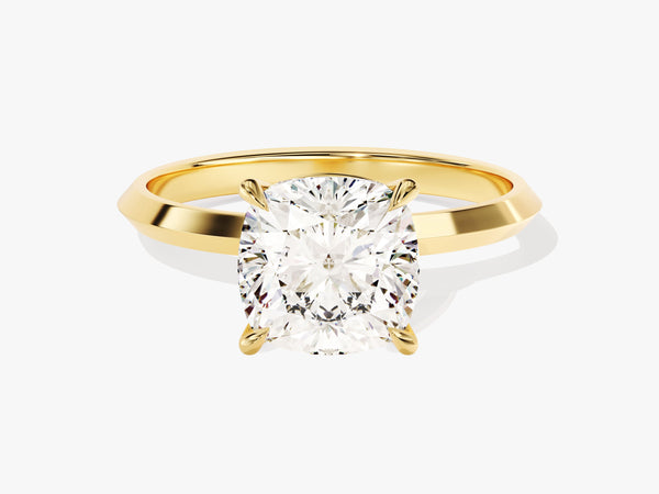 Gold ring with cushion cut diamond engagement ring
