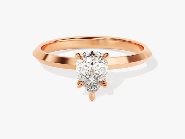 Rose gold pear cut diamond engagement ring