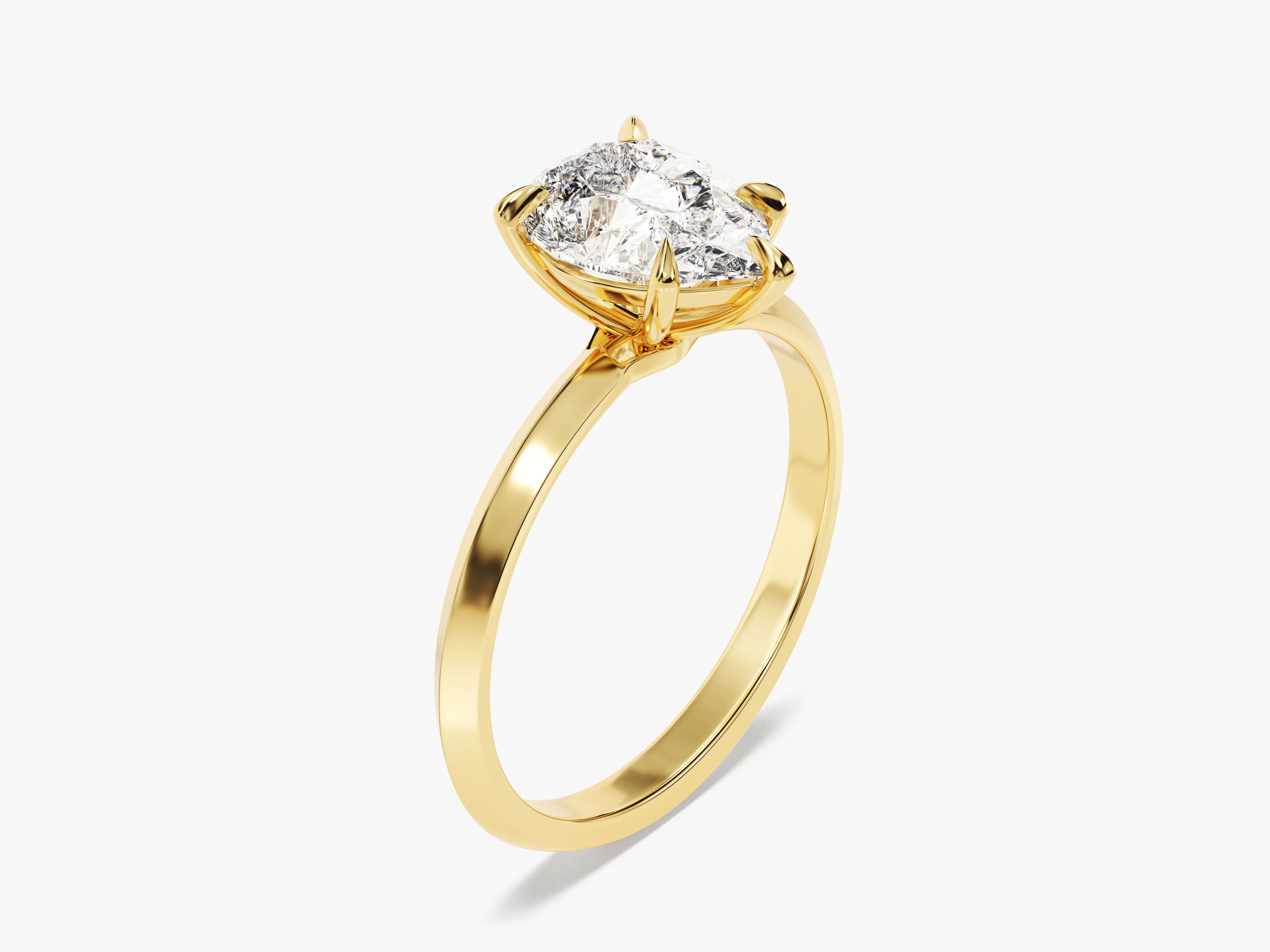 Gold ring with a radiant diamond, fine jewelry for her