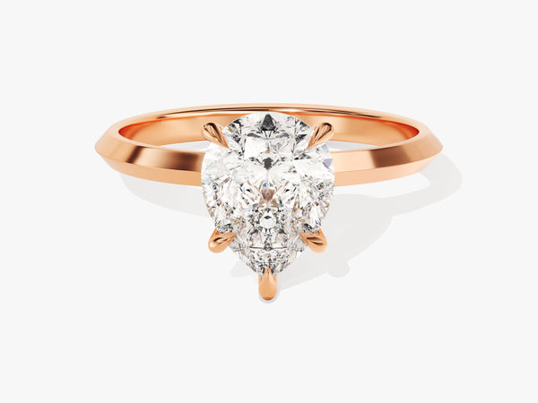 Rose gold pear cut diamond engagement ring
