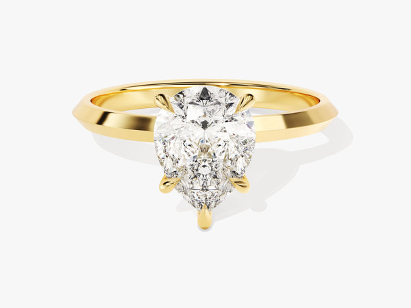 Knife Edge Pear Lab Grown Diamond Engagement Ring (2.00 CT)