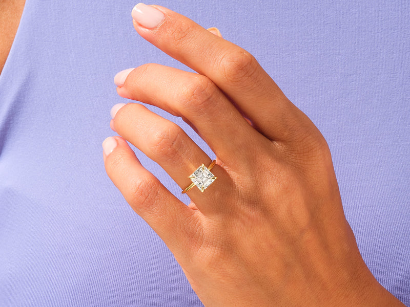 Knife Edge Asscher Moissanite Engagement Ring (3.00 CT)