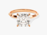 Rose gold ring with emerald-cut diamond engagement jewelry