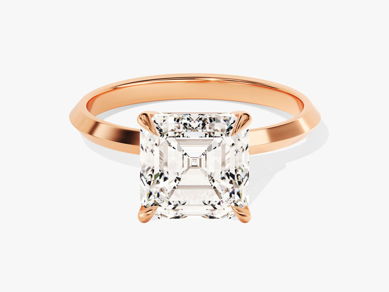 Rose gold ring with emerald cut diamond engagement ring