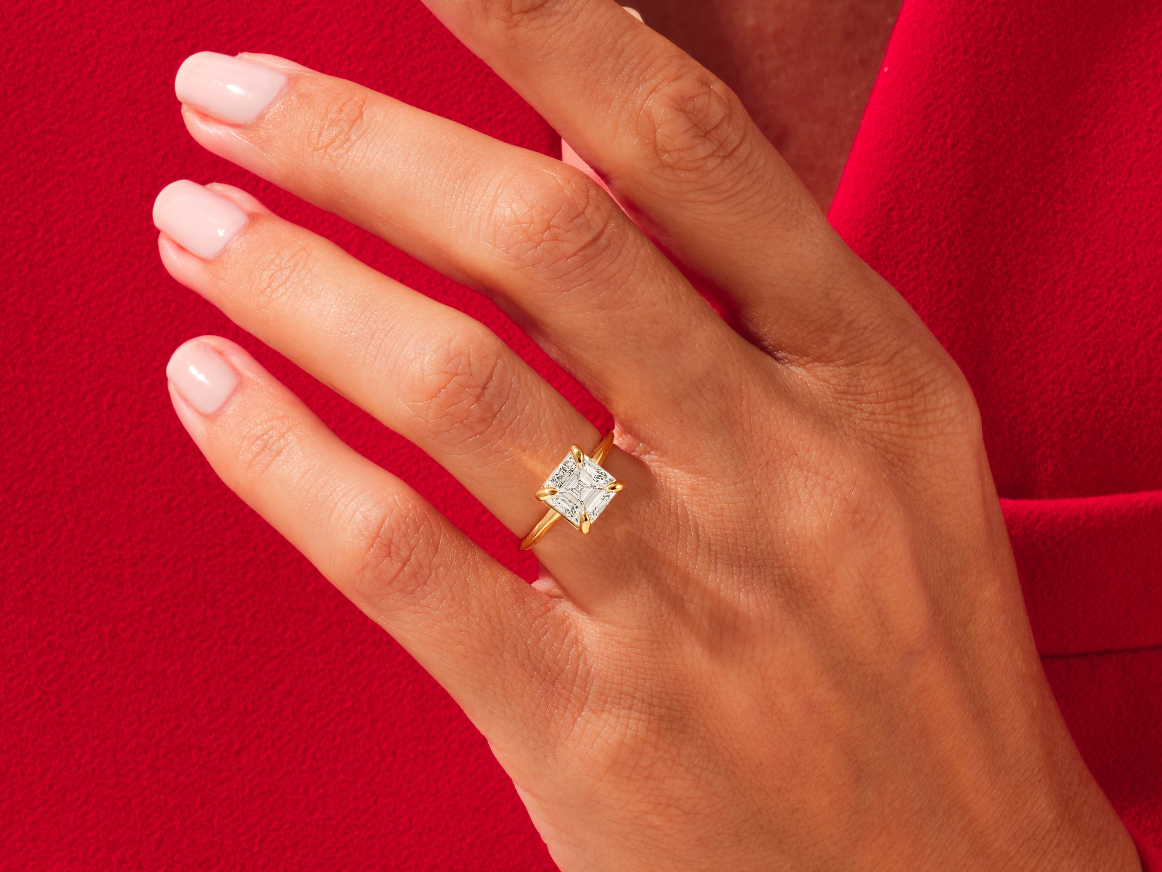 Knife Edge Asscher Moissanite Engagement Ring (3.00 CT)