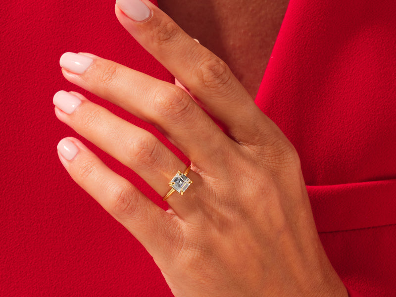 Knife Edge Asscher Moissanite Engagement Ring (3.00 CT)