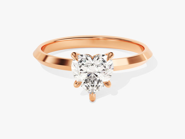 Rose gold ring with heart-shaped diamond engagement ring