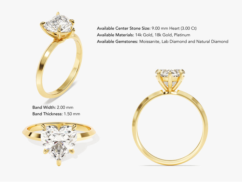 Knife Edge Heart Moissanite Engagement Ring (3.00 CT)