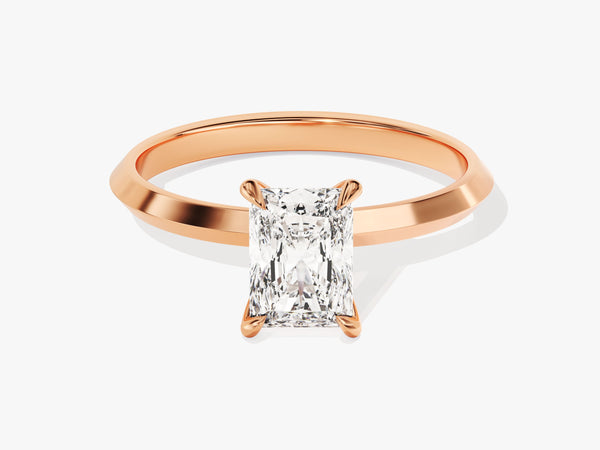 Rose gold ring with radiant cut diamond engagement ring