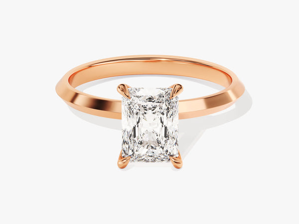 Rose gold ring with radiant cut diamond engagement ring