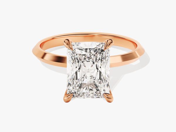 Rose gold ring with radiant cut diamond engagement ring